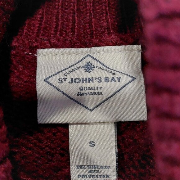 ST. JOHN'S BAY Women's Chevron Design Cowl Neck L/S Sweater - Burgundy - SML - Picture 10 of 11